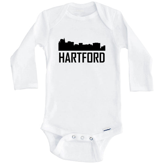 Hartford Connecticut Skyline Silhouette Baby Onesie (Long Sleeves)