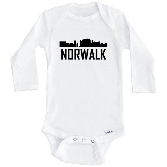 Norwalk Connecticut Skyline Silhouette Baby Onesie (Long Sleeves)