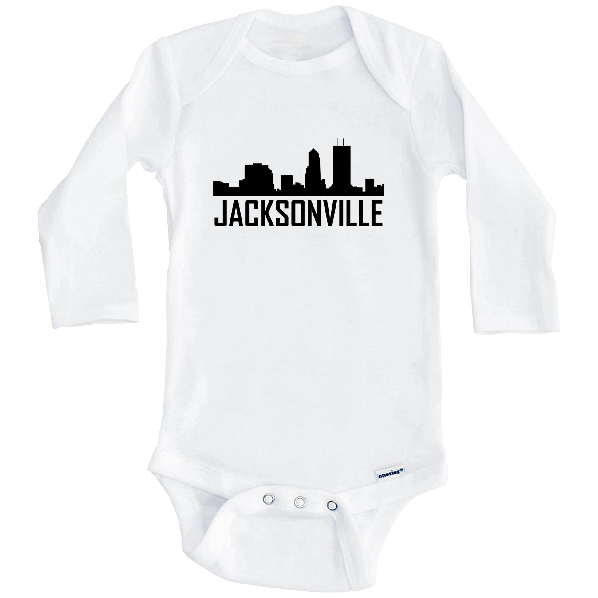 Jacksonville Florida Skyline Silhouette Baby Onesie (Long Sleeves)