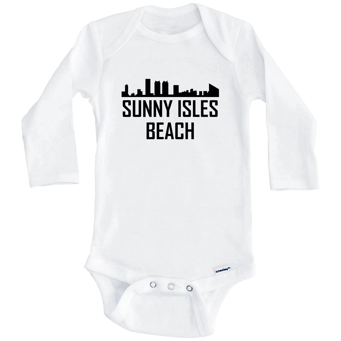 Sunny Isles Beach Florida Skyline Silhouette Baby Onesie (Long Sleeves)