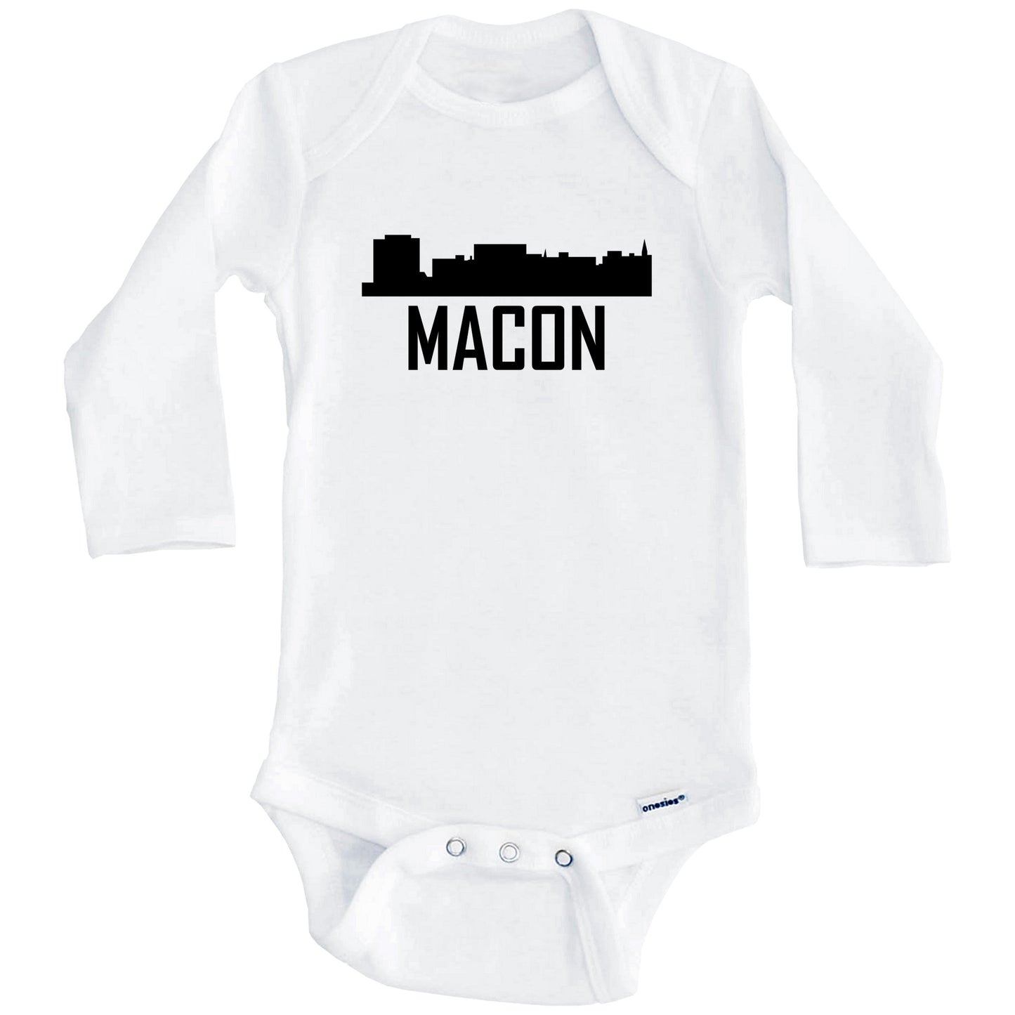 Macon Georgia Skyline Silhouette Baby Onesie (Long Sleeves)