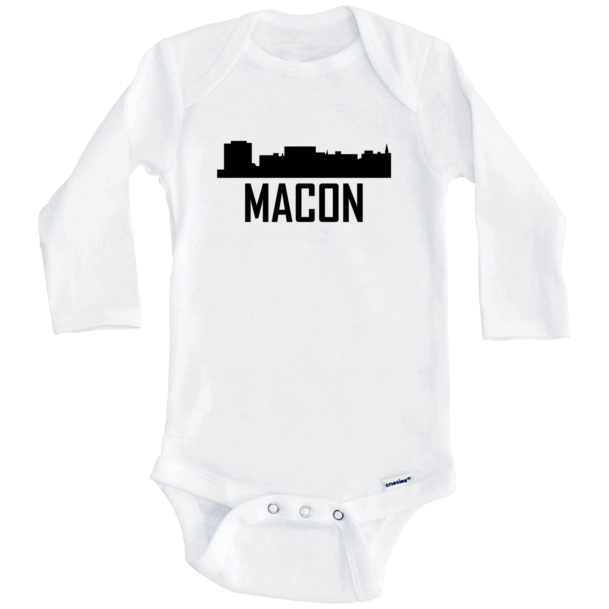Macon Georgia Skyline Silhouette Baby Onesie (Long Sleeves)