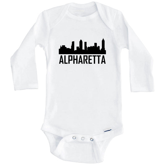 Alpharetta Georgia Skyline Silhouette Baby Onesie (Long Sleeves)