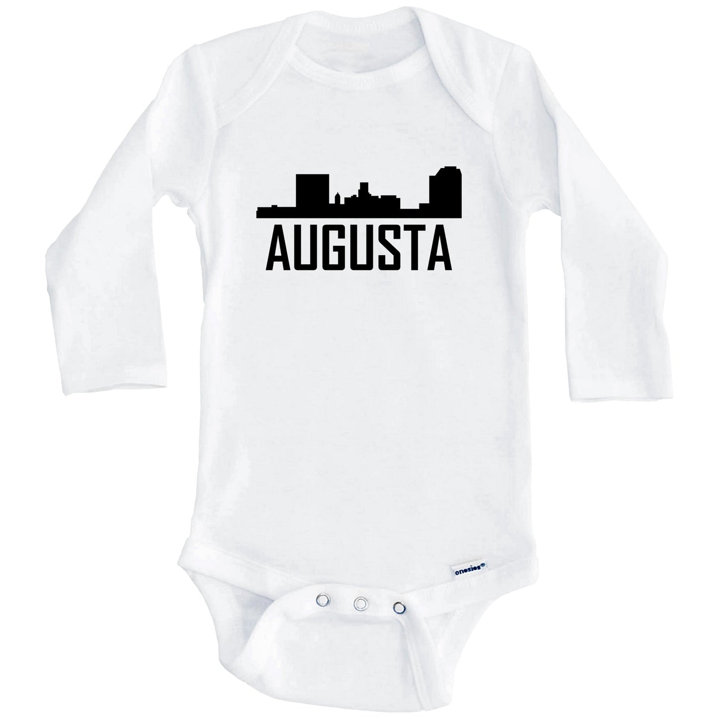 Augusta Georgia Skyline Silhouette Baby Onesie (Long Sleeves)