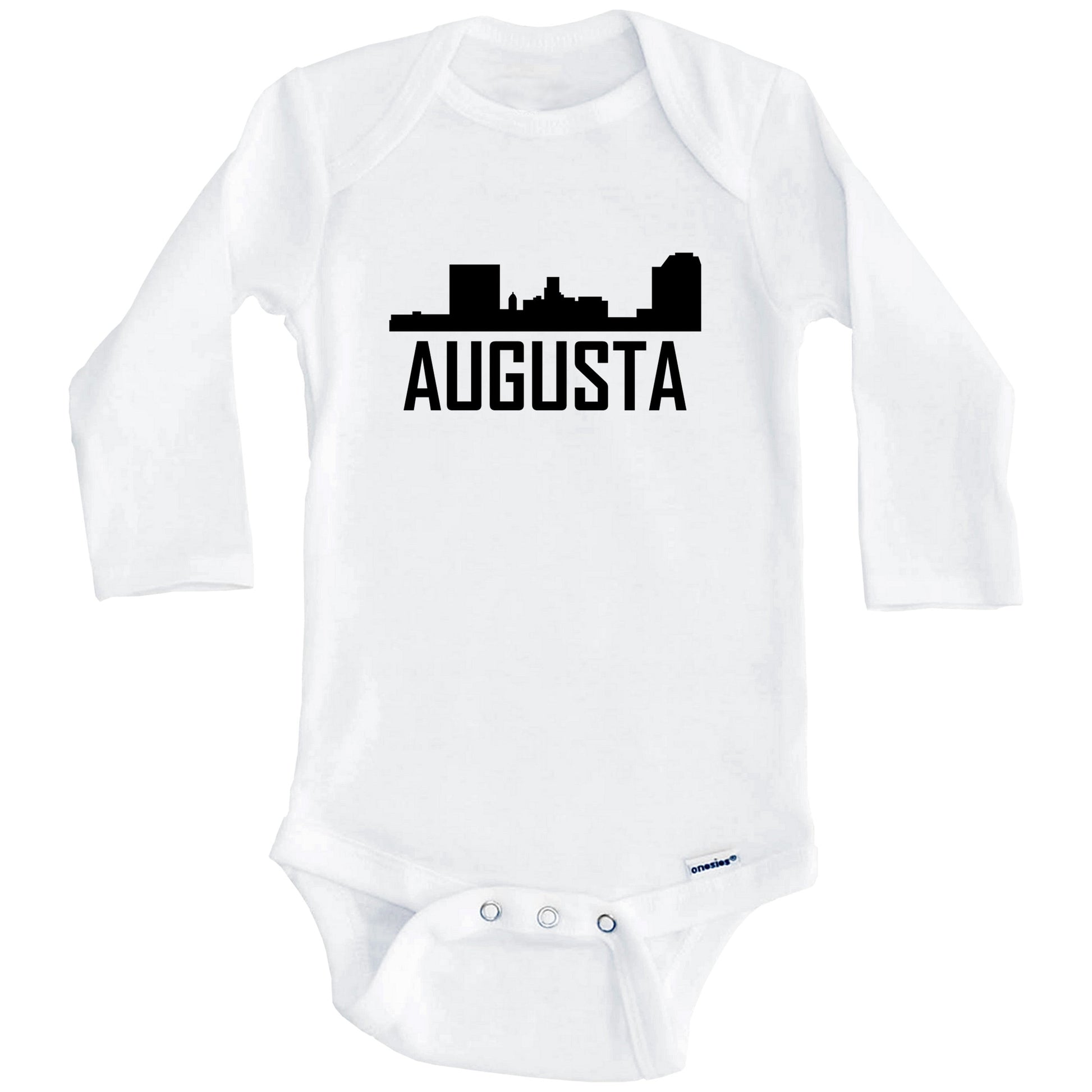 Augusta Georgia Skyline Silhouette Baby Onesie (Long Sleeves)