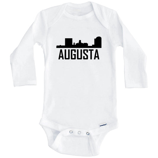 Augusta Georgia Skyline Silhouette Baby Onesie (Long Sleeves)