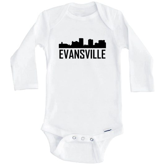 Evansville Indiana Skyline Silhouette Baby Onesie (Long Sleeves)