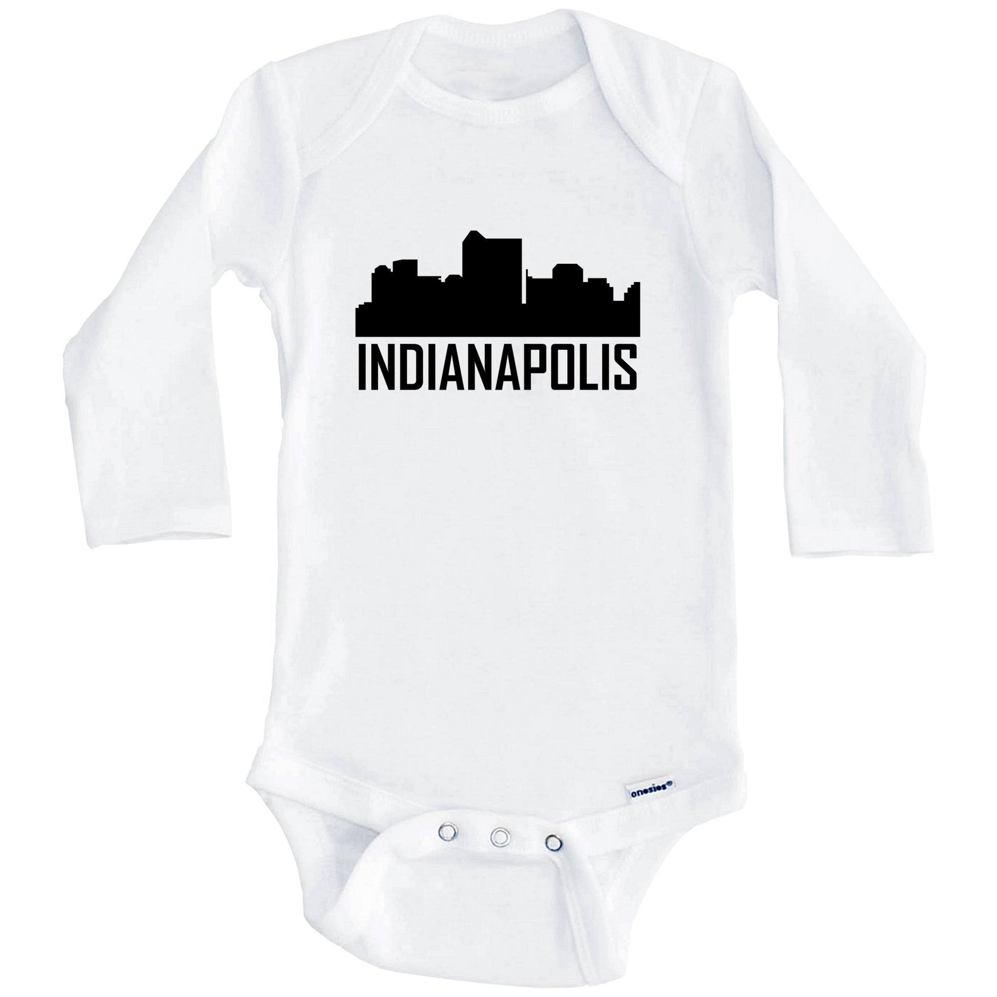 Indianapolis Indiana Skyline Silhouette Baby Onesie (Long Sleeves)