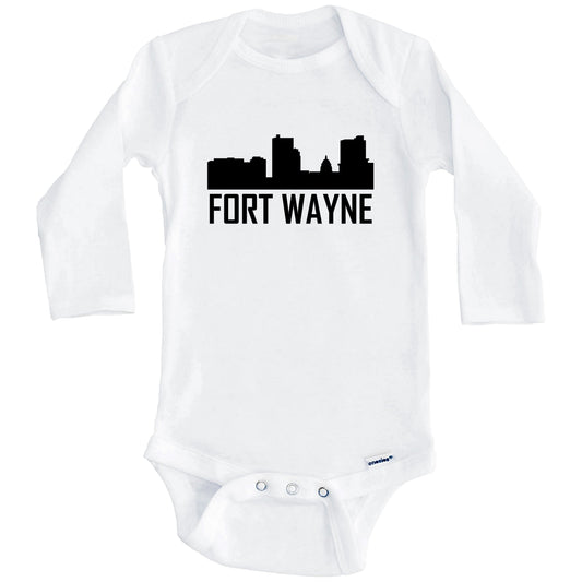 Fort Wayne Indiana Skyline Silhouette Baby Onesie (Long Sleeves)