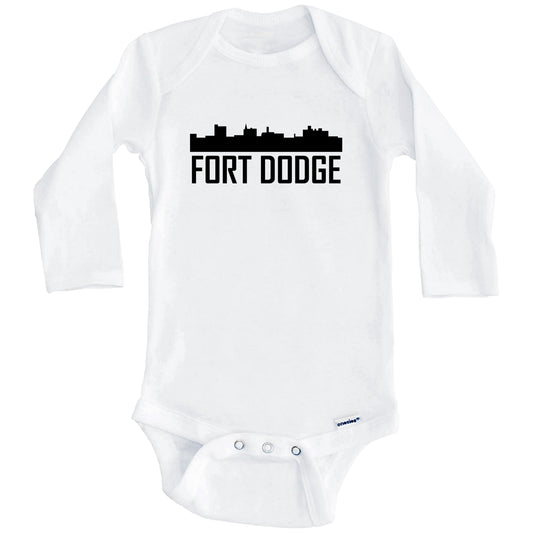Fort Dodge Iowa Skyline Silhouette Baby Onesie (Long Sleeves)