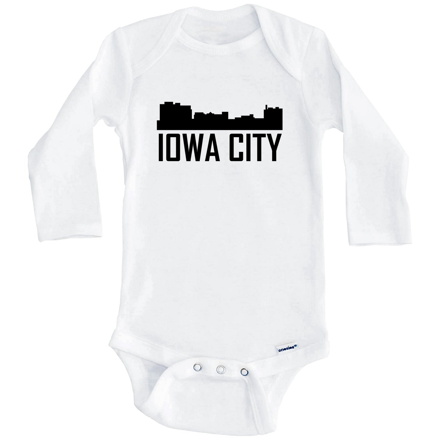 Iowa City Iowa Skyline Silhouette Baby Onesie (Long Sleeves)
