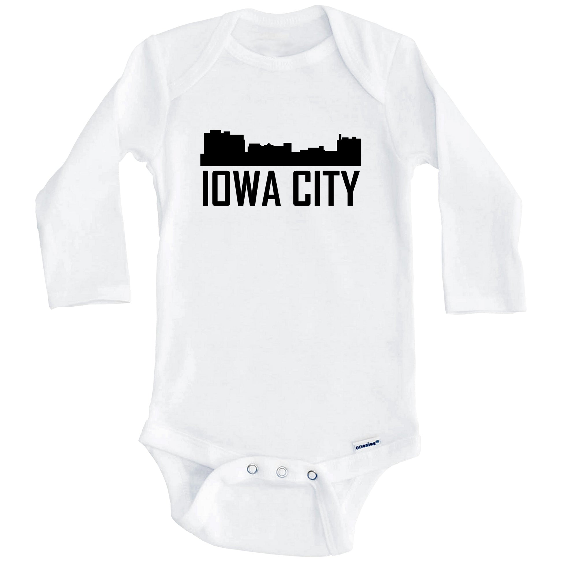 Iowa City Iowa Skyline Silhouette Baby Onesie (Long Sleeves)