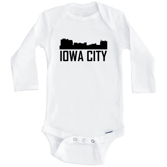 Iowa City Iowa Skyline Silhouette Baby Onesie (Long Sleeves)