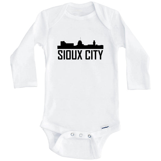 Sioux City Iowa Skyline Silhouette Baby Onesie (Long Sleeves)