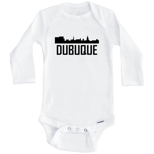 Dubuque Iowa Skyline Silhouette Baby Onesie (Long Sleeves)