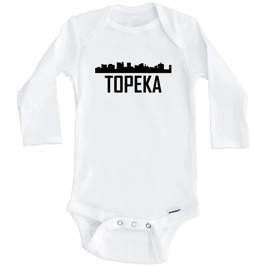 Topeka Kansas Skyline Silhouette Baby Onesie (Long Sleeves)