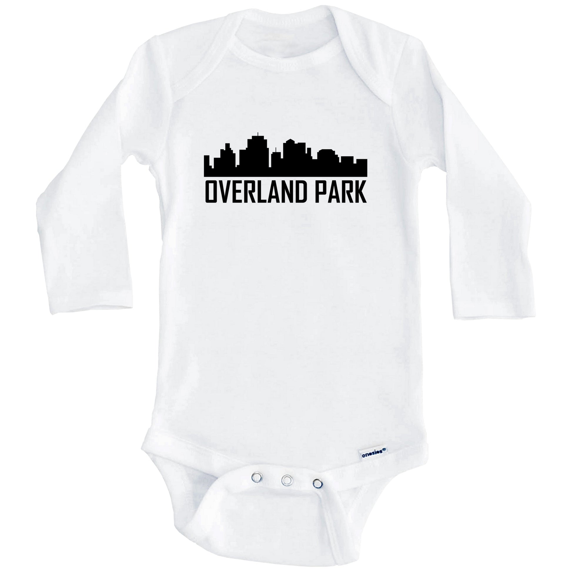Overland Park Kansas Skyline Silhouette Baby Onesie (Long Sleeves)