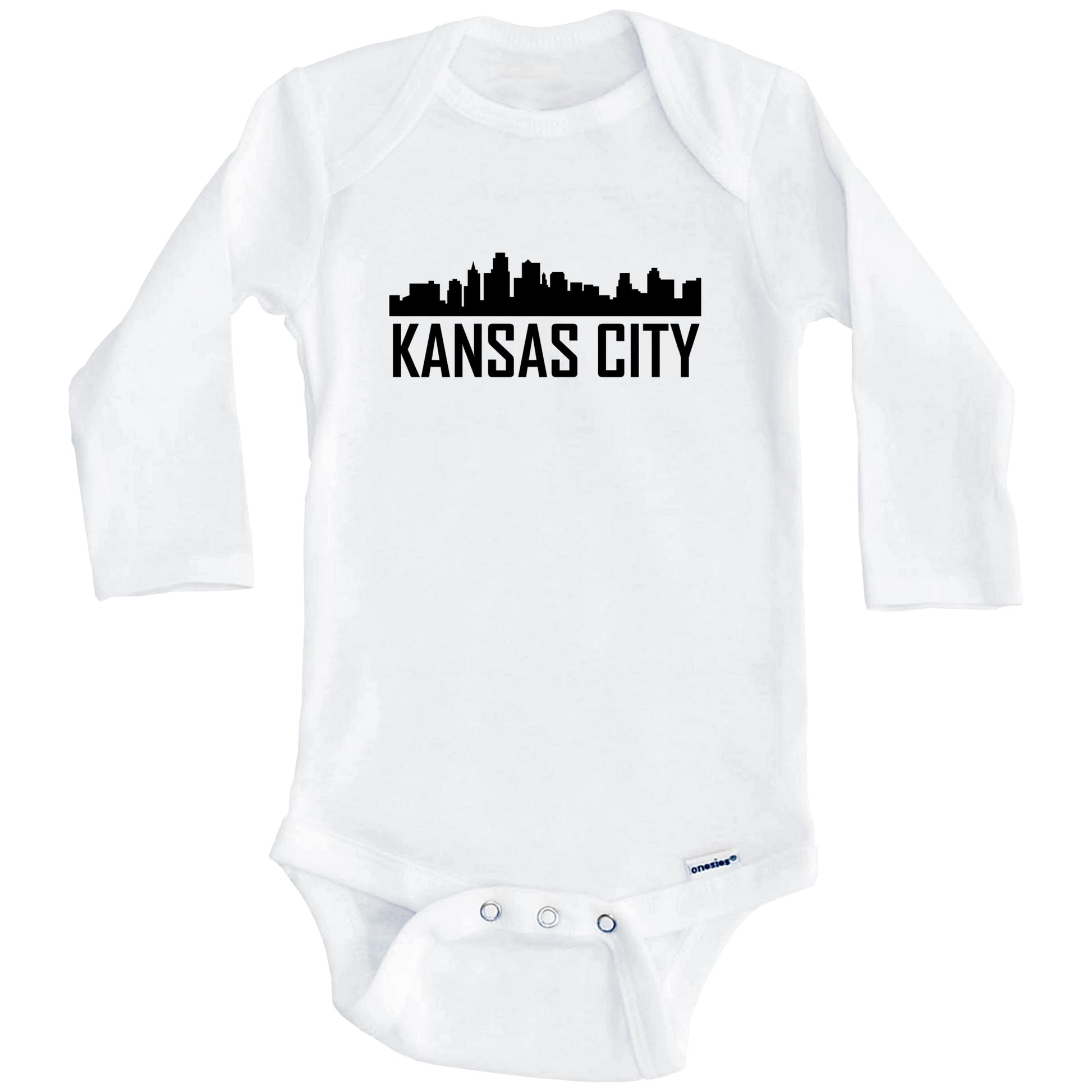 Kansas City Kansas Skyline Silhouette Baby Onesie (Long Sleeves)