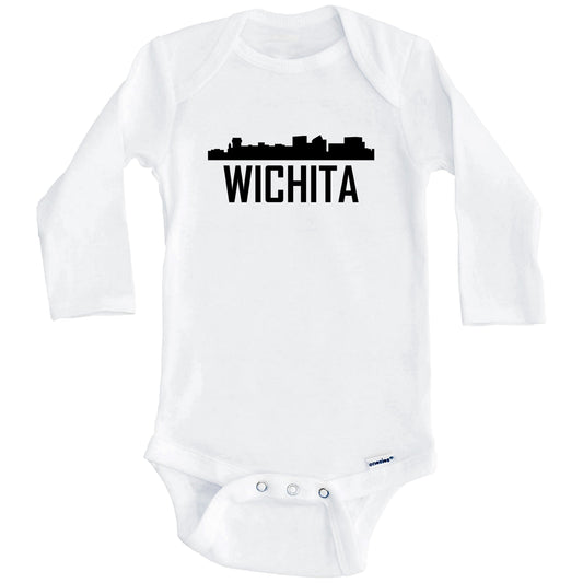 Wichita Kansas Skyline Silhouette Baby Onesie (Long Sleeves)