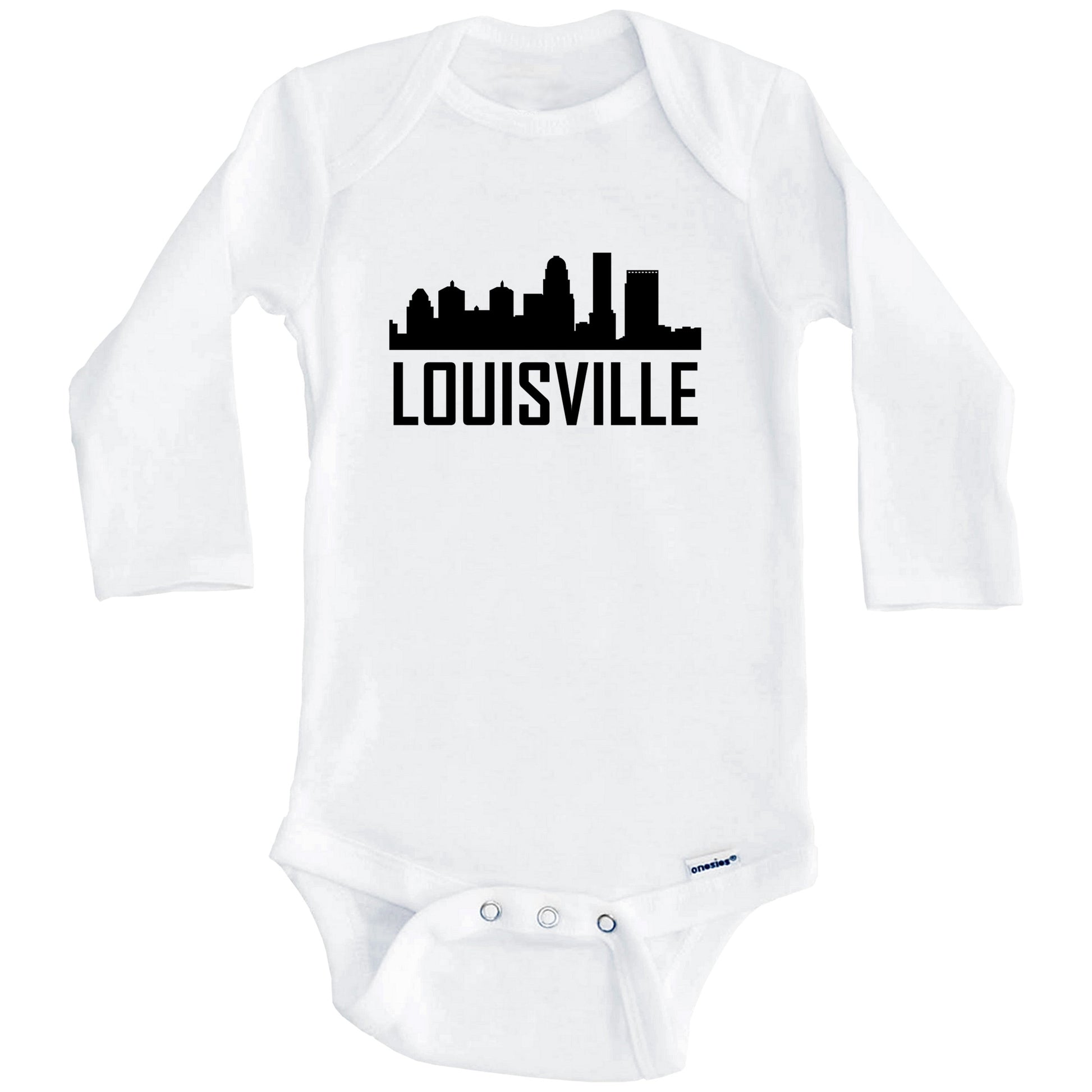 Louisville Kentucky Skyline Silhouette Baby Onesie (Long Sleeves)