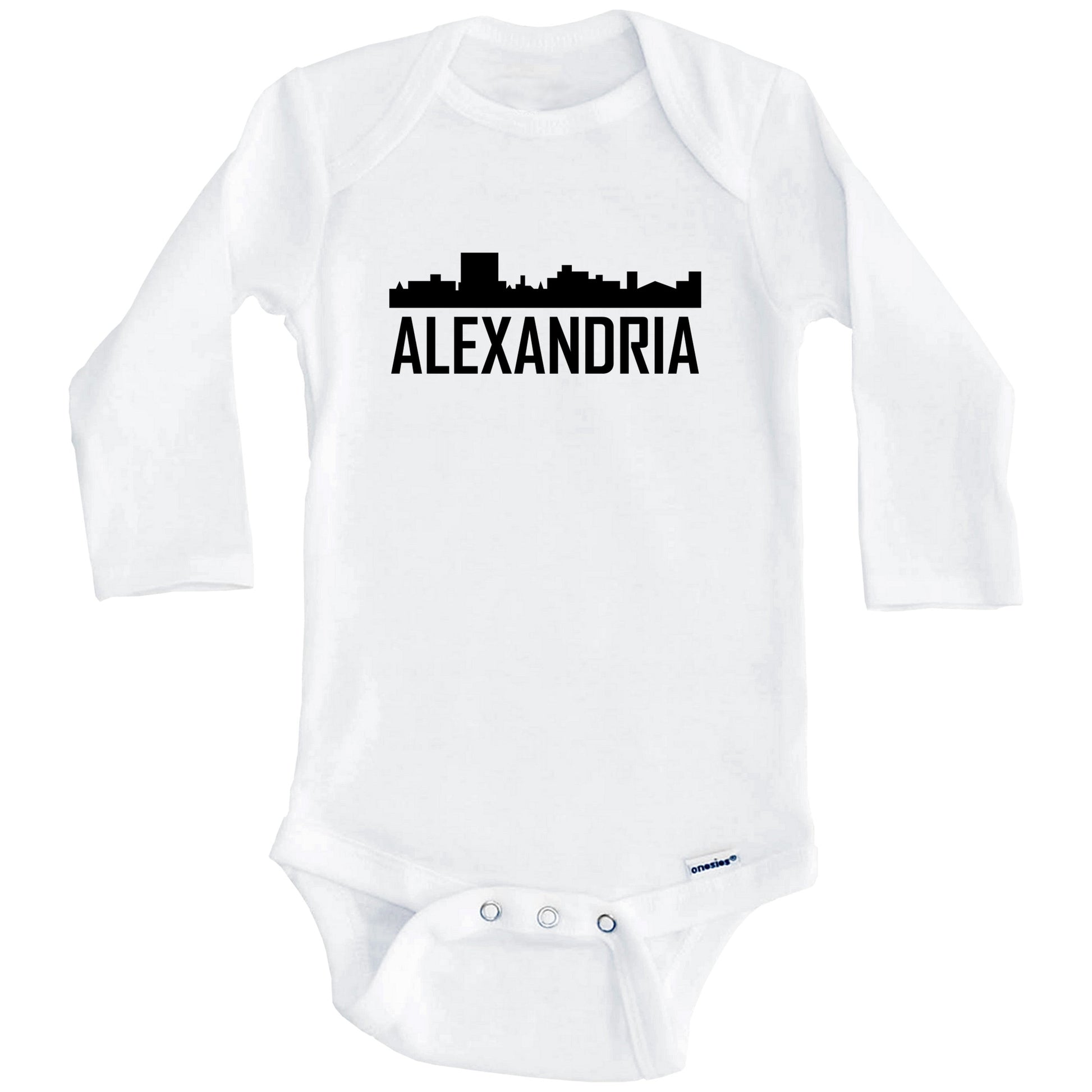 Alexandria Louisiana Skyline Silhouette Baby Onesie (Long Sleeves)