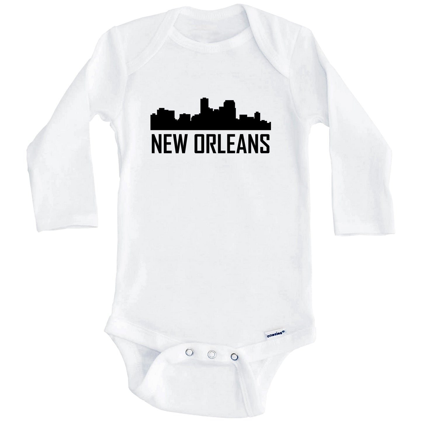 New Orleans Louisiana Skyline Silhouette Baby Onesie (Long Sleeves)