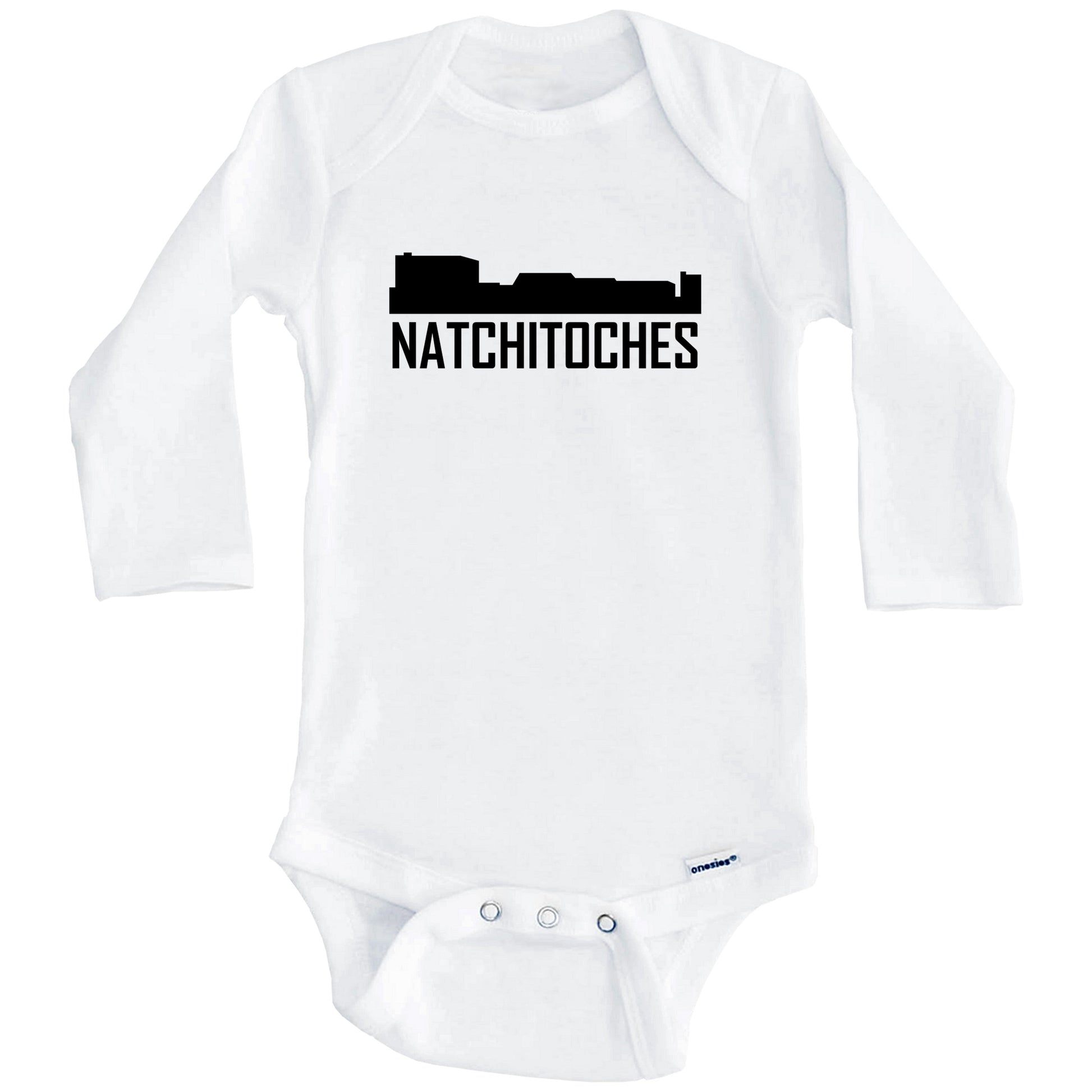 Natchitoches Louisiana Skyline Silhouette Baby Onesie (Long Sleeves)