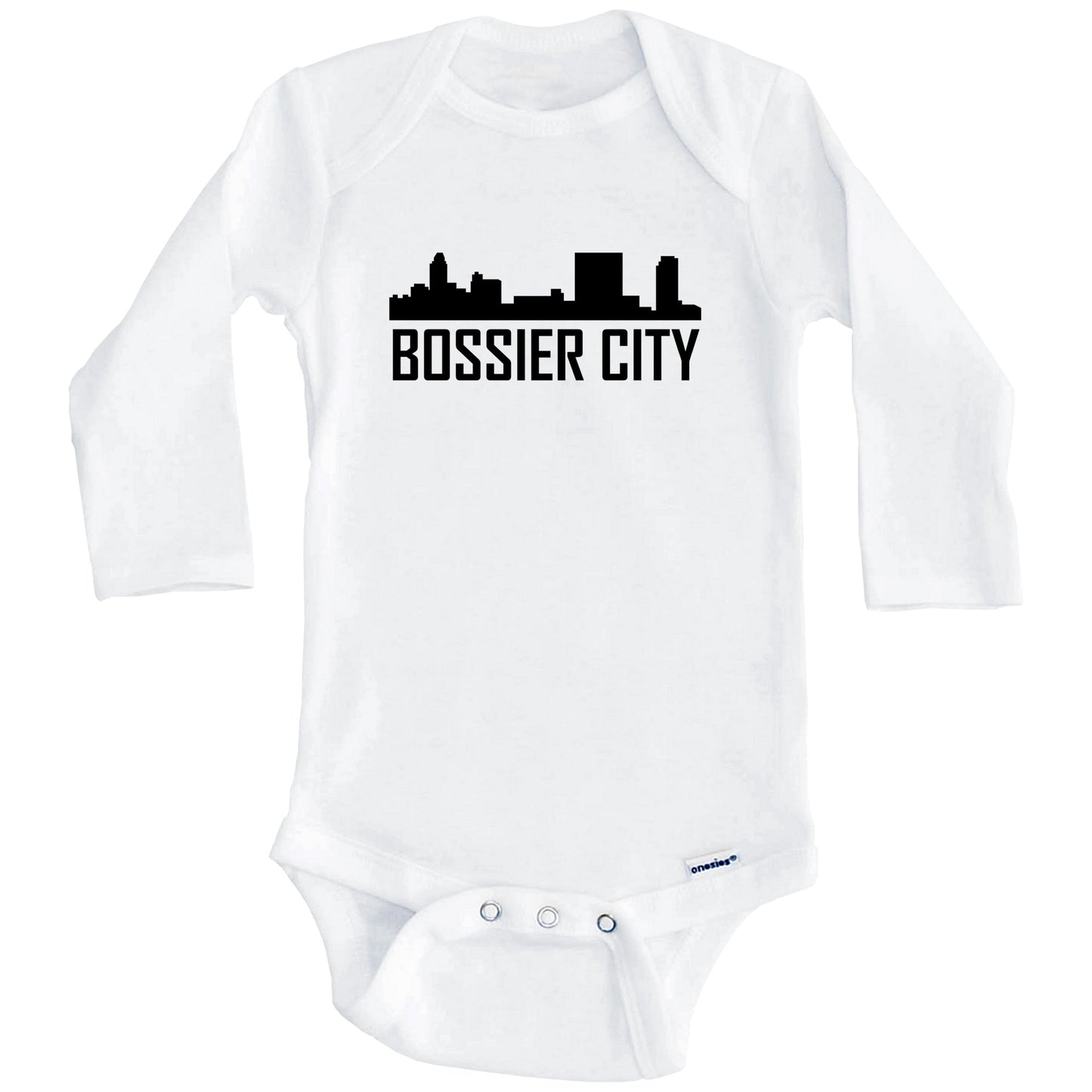 Bossier City Louisiana Skyline Silhouette Baby Onesie (Long Sleeves)