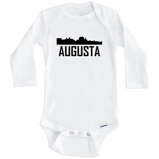 Augusta Maine Skyline Silhouette Baby Onesie (Long Sleeves)
