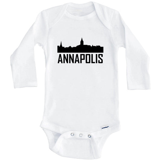 Annapolis Maryland Skyline Silhouette Baby Onesie (Long Sleeves)
