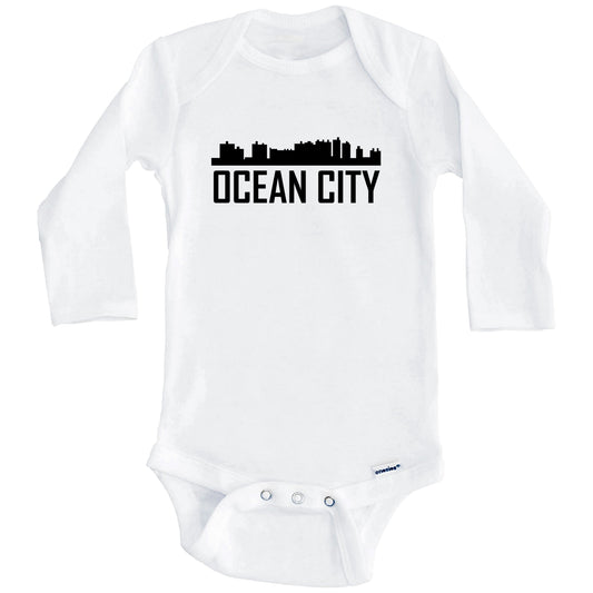 Ocean City Maryland Skyline Silhouette Baby Onesie (Long Sleeves)