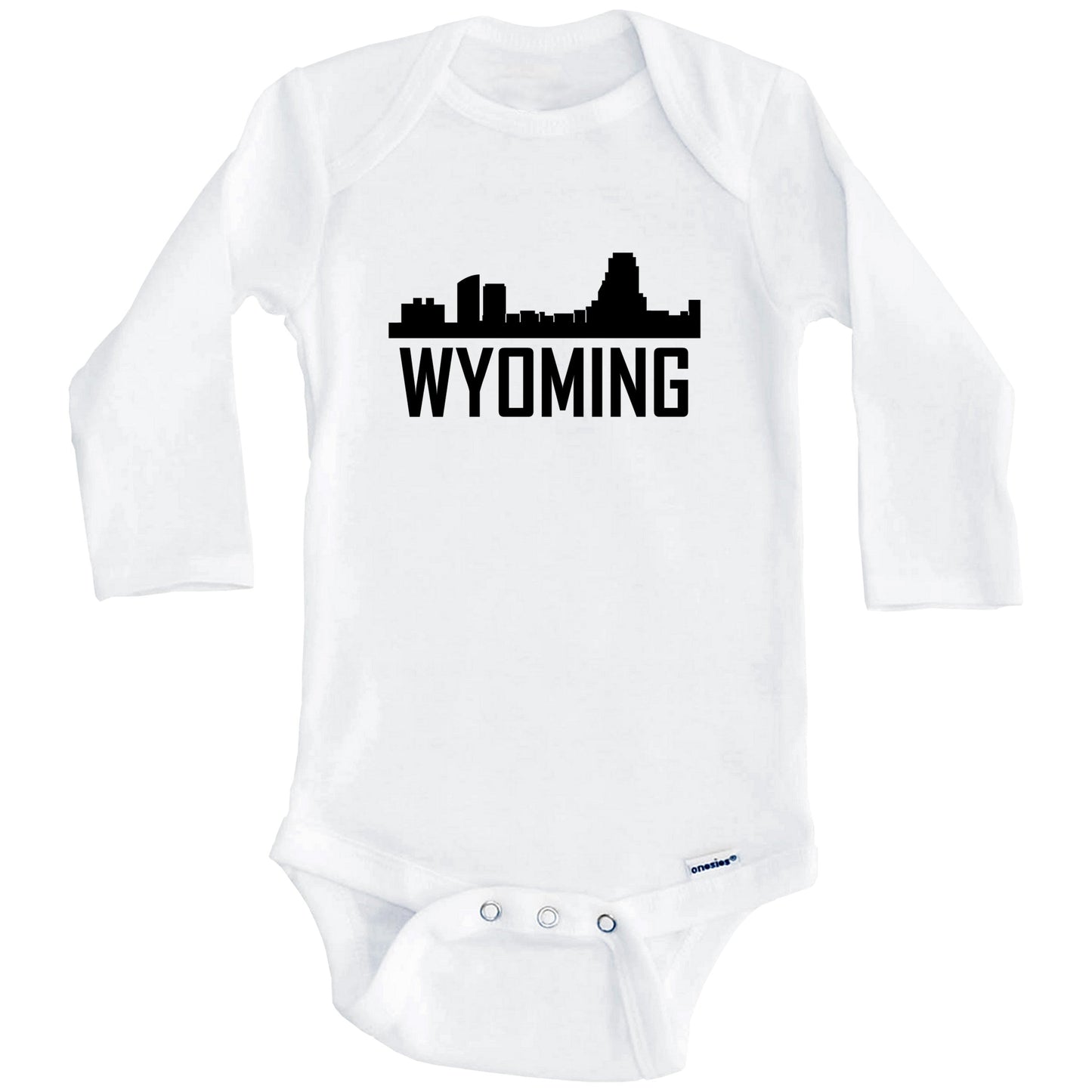 Wyoming Michigan Skyline Silhouette Baby Onesie (Long Sleeves)