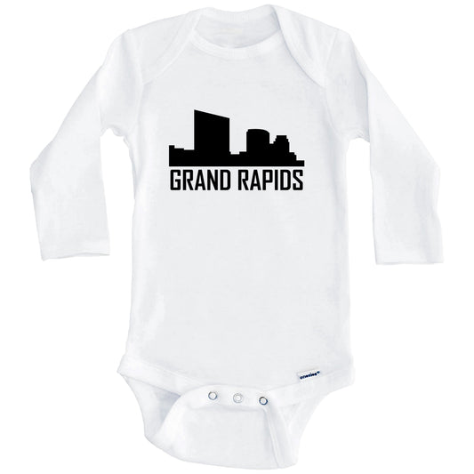 Grand Rapids Michigan Skyline Silhouette Baby Onesie (Long Sleeves)