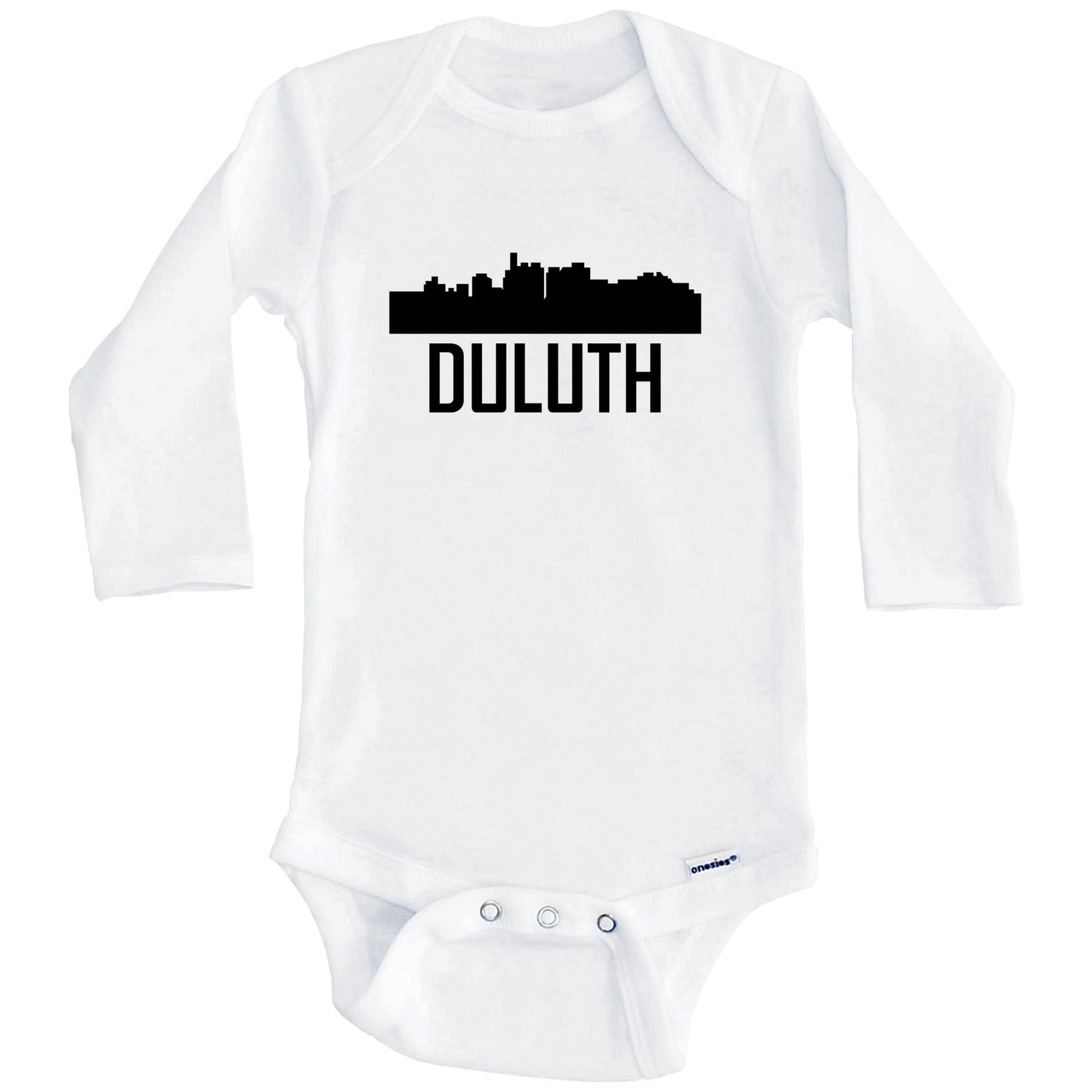 Duluth Minnesota Skyline Silhouette Baby Onesie (Long Sleeves)