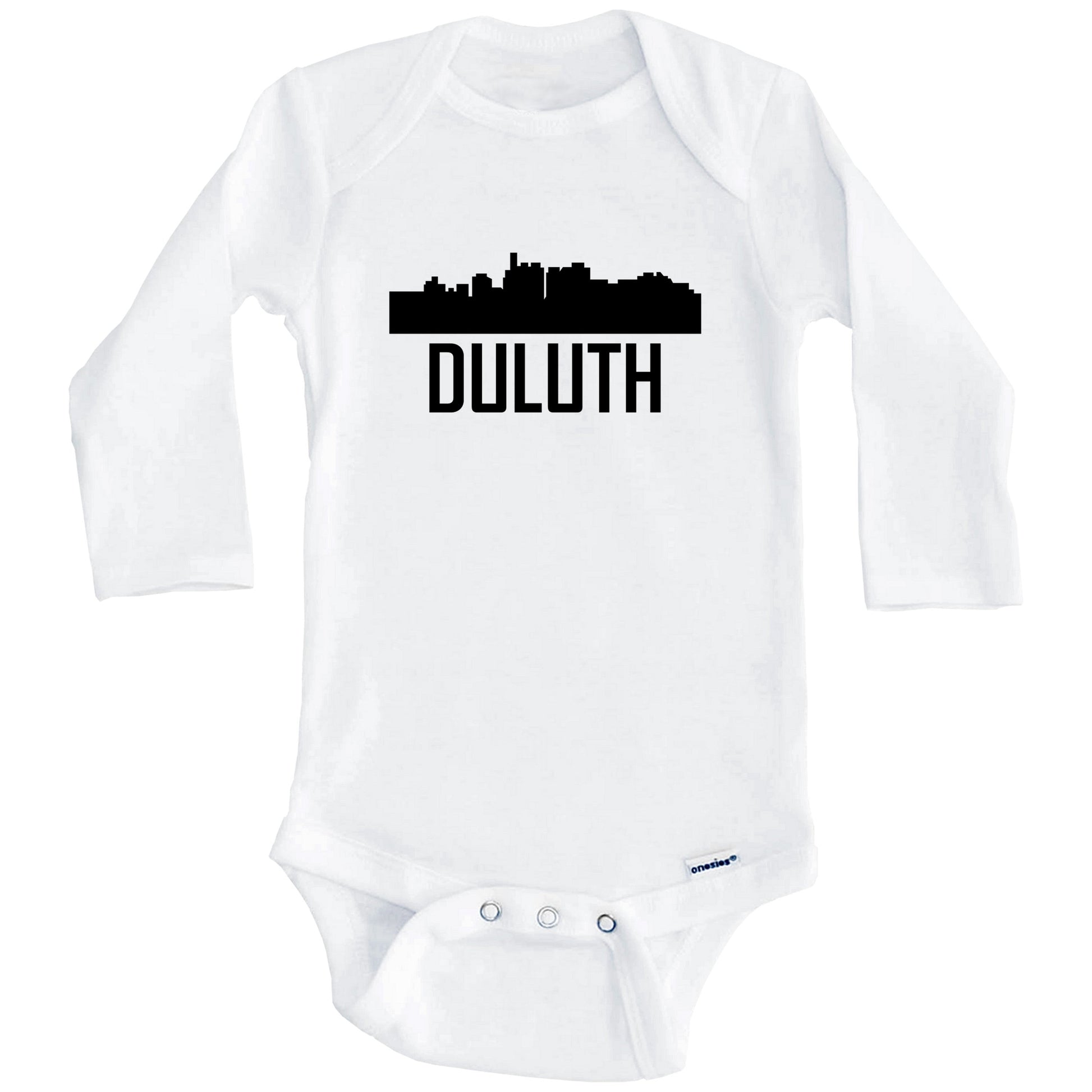 Duluth Minnesota Skyline Silhouette Baby Onesie (Long Sleeves)