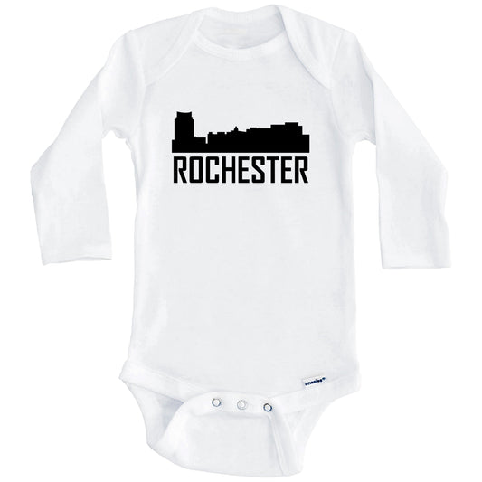 Rochester Minnesota Skyline Silhouette Baby Onesie (Long Sleeves)