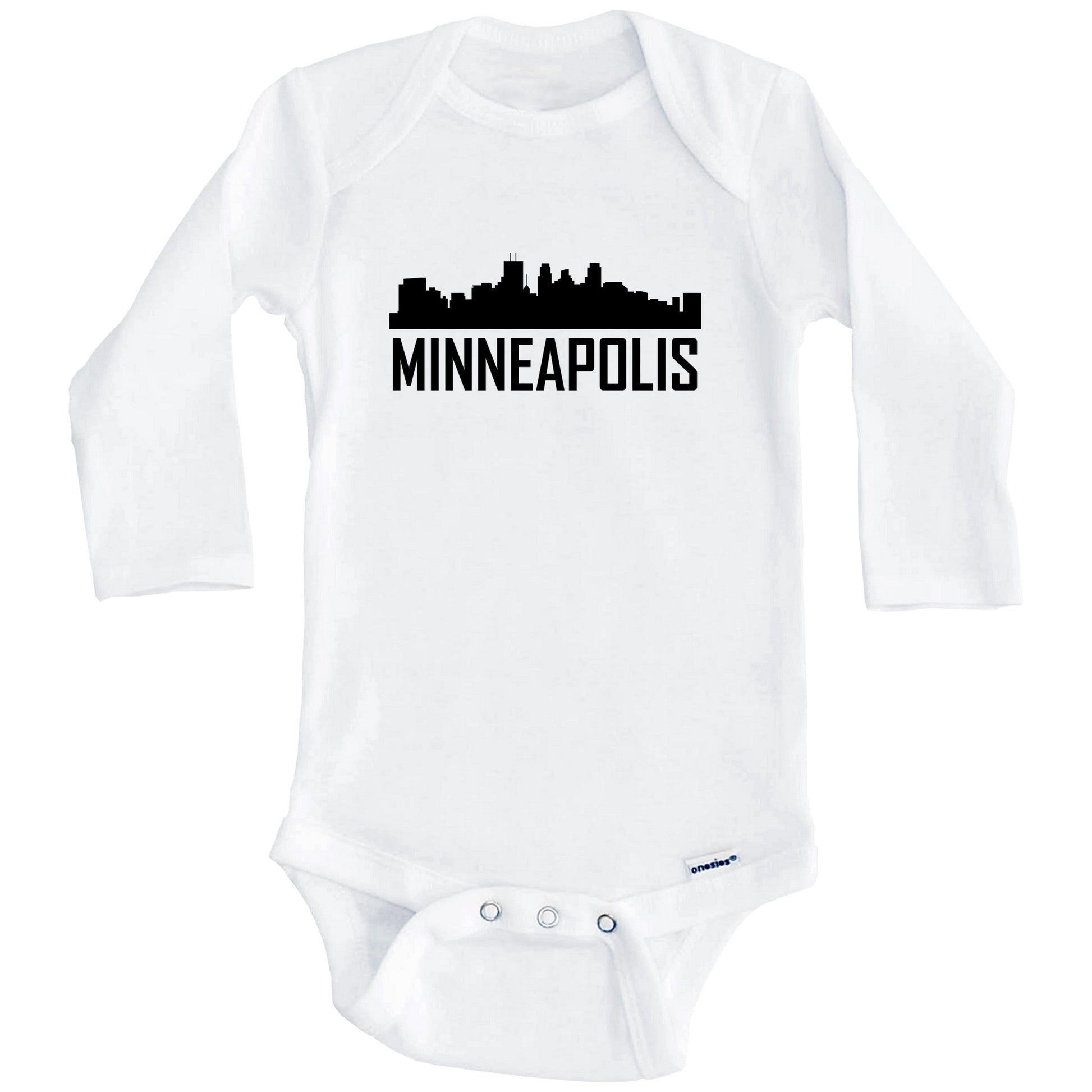 Minneapolis Minnesota Skyline Silhouette Baby Onesie (Long Sleeves)