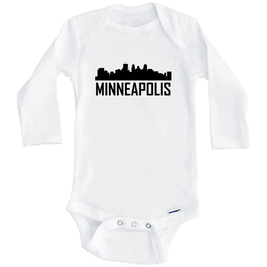 Minneapolis Minnesota Skyline Silhouette Baby Onesie (Long Sleeves)
