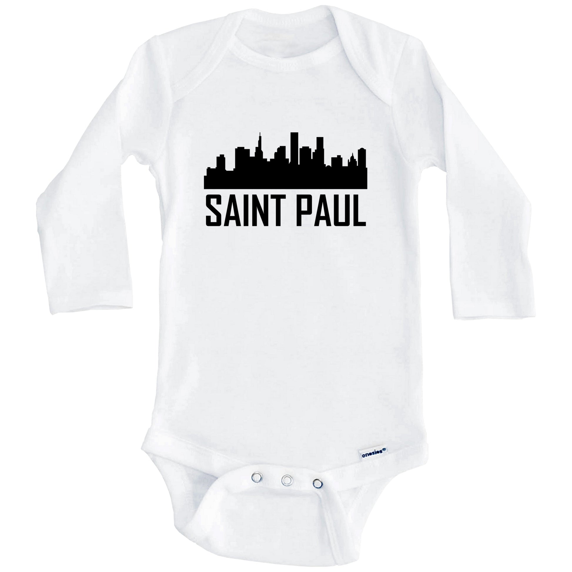 Saint Paul Minnesota Skyline Silhouette Baby Onesie (Long Sleeves)