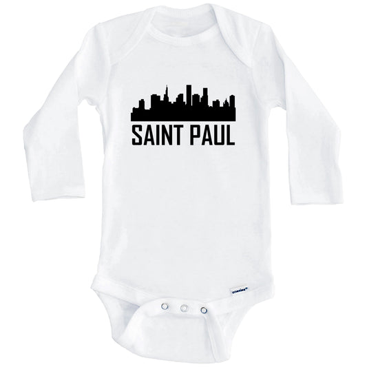 Saint Paul Minnesota Skyline Silhouette Baby Onesie (Long Sleeves)