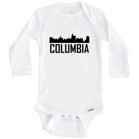 Columbia Missouri Skyline Silhouette Baby Onesie (Long Sleeves)