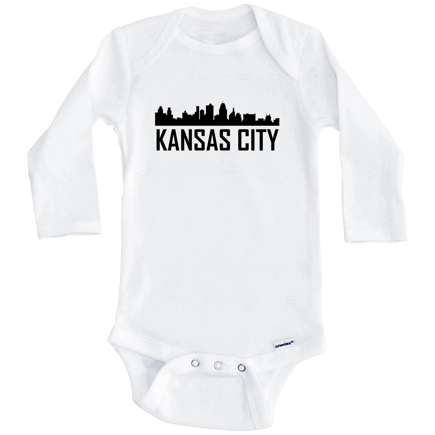 Kansas City Missouri Skyline Silhouette Baby Onesie (Long Sleeves)