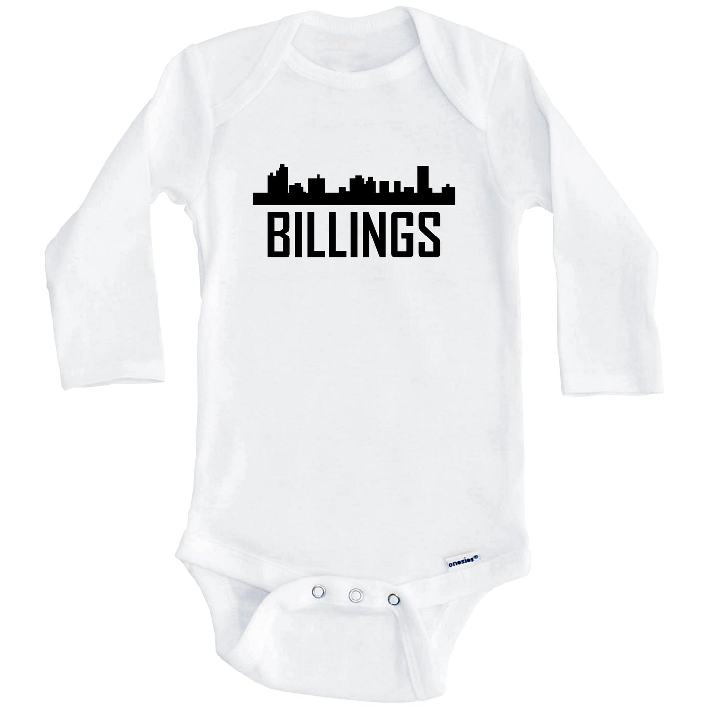 Billings Montana Skyline Silhouette Baby Onesie (Long Sleeves)