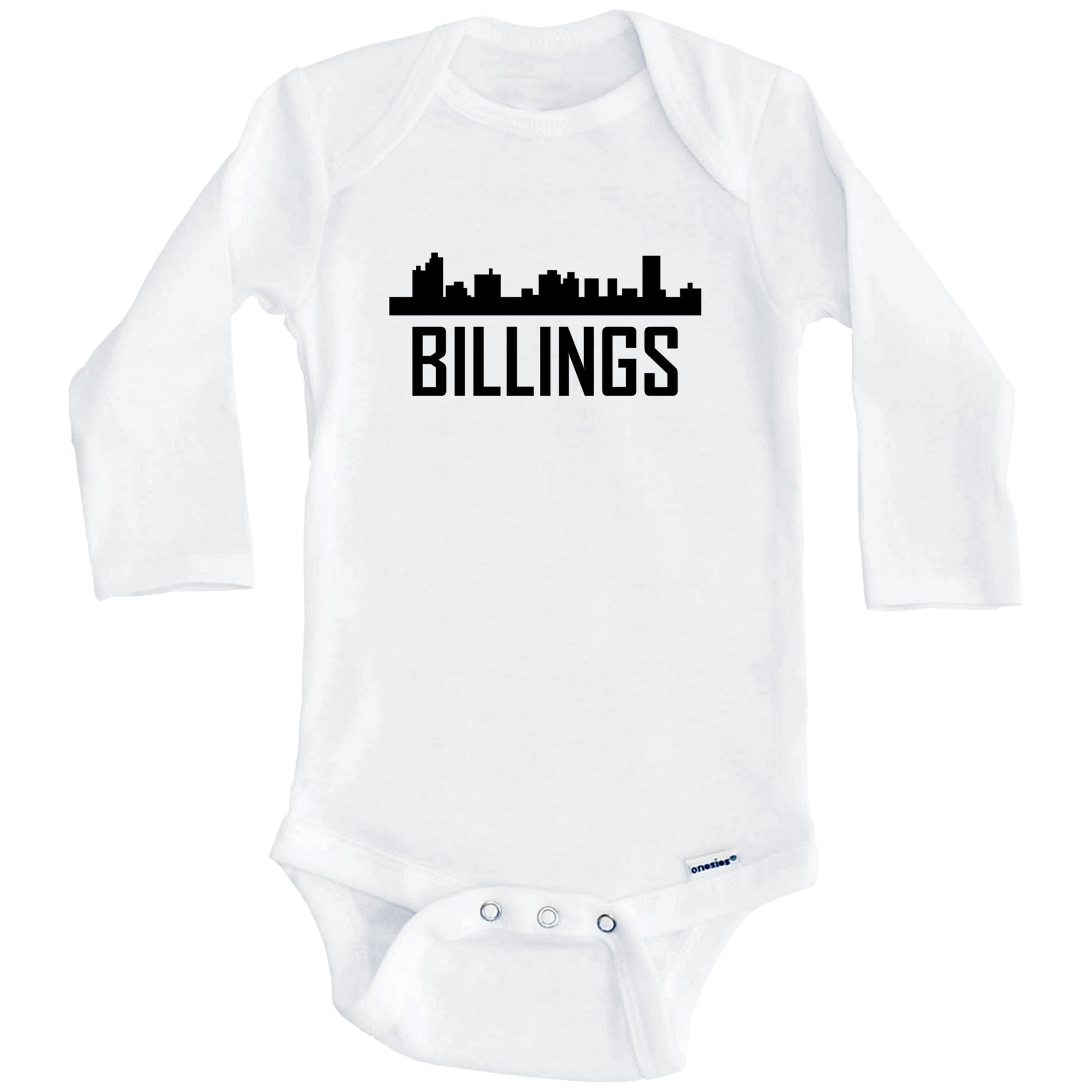 Billings Montana Skyline Silhouette Baby Onesie (Long Sleeves)
