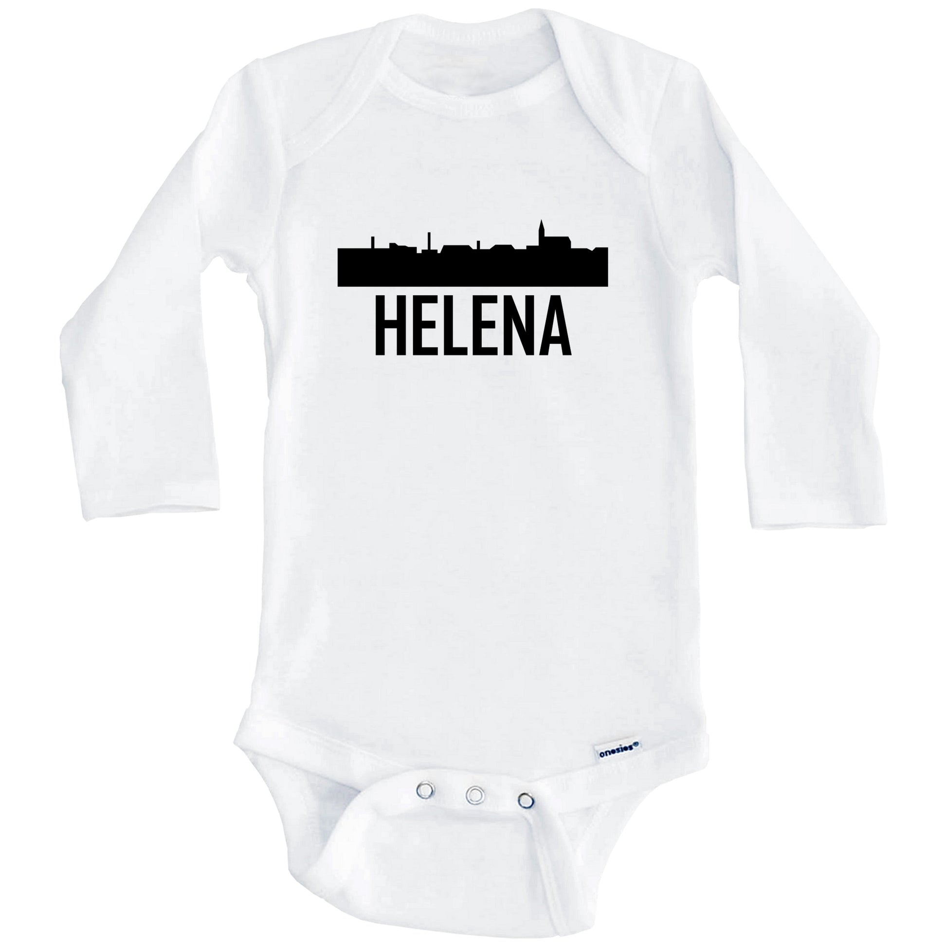 Helena Montana Skyline Silhouette Baby Onesie (Long Sleeves)