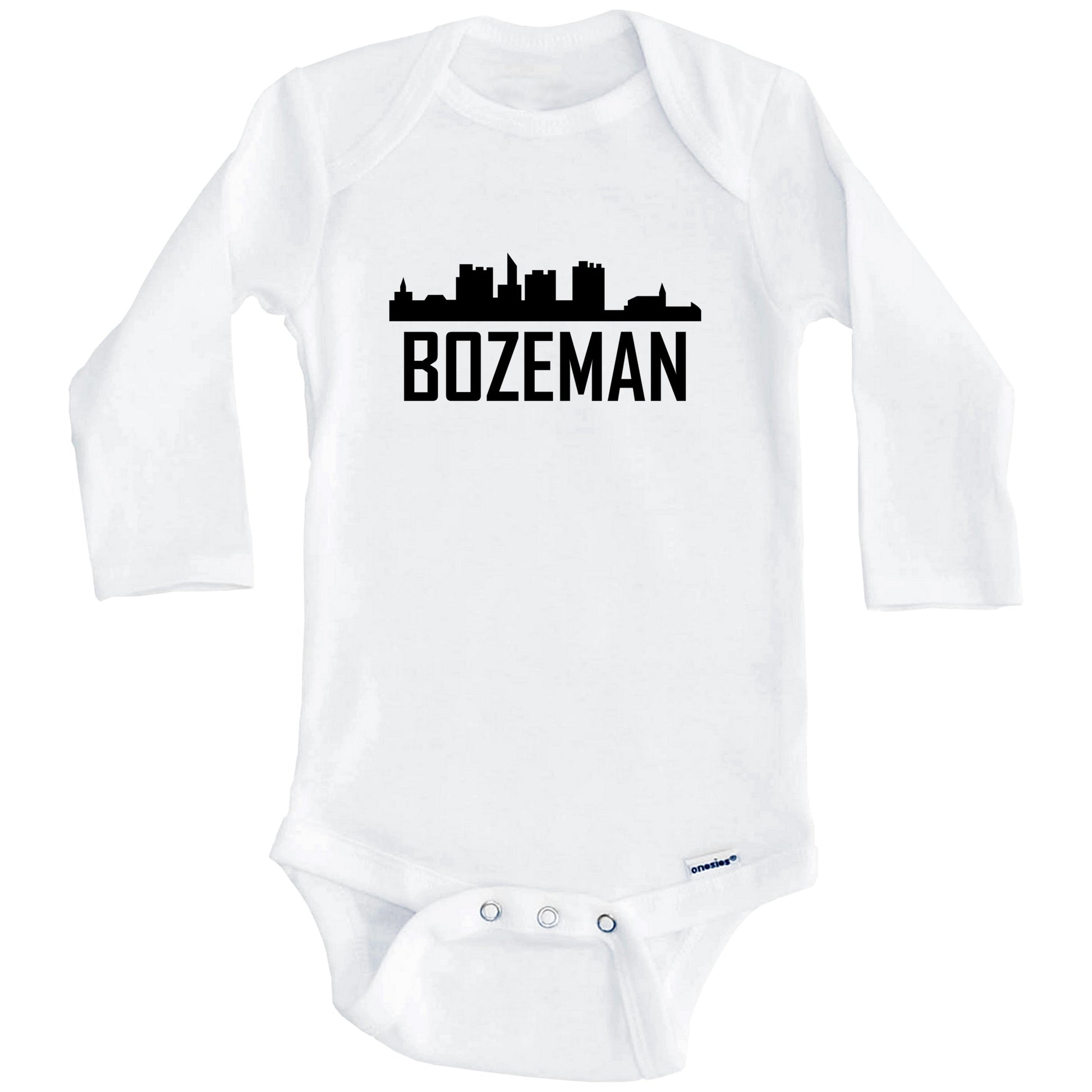 Bozeman Montana Skyline Silhouette Baby Onesie (Long Sleeves)