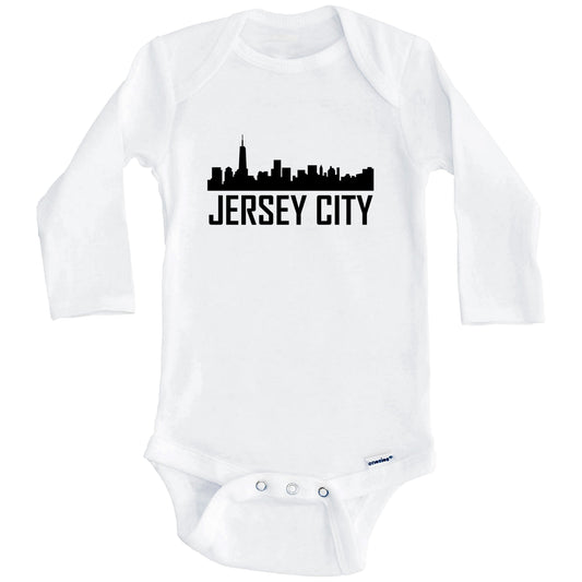Jersey City New Jersey Skyline Silhouette Baby Onesie (Long Sleeves)
