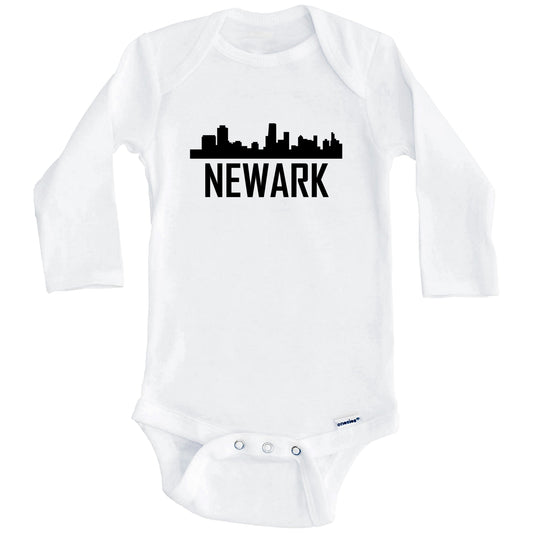 Newark New Jersey Skyline Silhouette Baby Onesie (Long Sleeves)