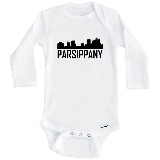 Parsippany New Jersey Skyline Silhouette Baby Onesie (Long Sleeves)