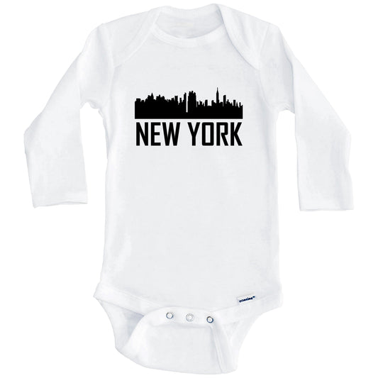 New York City Skyline Silhouette Baby Onesie (Long Sleeves)